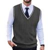 Oanviso Maglione Smanicato Uomo Invernale Maglia Trecce Scollo A V Maglione Senza Maniche Slim Fit Pullover Classico Maglioncino Elegante Leggero Gilet Lavorato A Maglia Sweater Grigio Scuro L