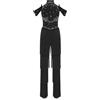 Agoky Tuta da Ballo Latino Americano Donna con Nappa Strass Scintillanti Body da Ginnastica Danza Classica Jumpsuit da Pattinaggio Salsa Rumba Tango Chacha Jazz Nero M