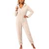 Sobzia Pigiama Donna Invernale Intero Intero Invernale Pile Simpatico Onesie Pigiama Maniche Lunghe con Cappuccio Casual Tuta Pigiamone Caldo da Casa Morbido Pigiami