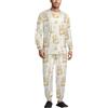 TZTTZT Set pigiama da uomo con stampa di orso, luna e stelle, morbido, a maniche lunghe, con tasche, multicolore, XL