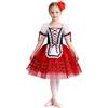 Zaldita Vestito da Balletto Maniche a Sbuffo per Bambina tutù Ballerina in Tulle Body Ginnastica da Danza Classica in Pizzo Abito da Ballo Latino Jazz Salsa Saggio Rosso 13-14 Anni