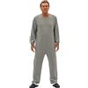 FERRUCCI COMFORT Pigiama Tutone Sanitario Calore Manica Lunga 1 Cerniera/Zip Dietro Schiena Invernale Tessuto Pesante (Grigio, XXL)