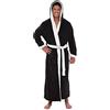 Generisch Accappatoio in spugna da uomo con cappuccio, morbido e assorbente, ideale per sauna, classico, a maniche lunghe, con passanti per cintura e tasche applicate, accappatoio lungo e caldo in