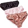 XWSM 3 Pezzi Slip In Seta Di Gelso Al 100% Mutande Intimo Pantaloncini Mutandine For Donna A Vita Media Lingerie Ultra Morbida E Liscia (Color : B, Size : XXL/XX-Large)
