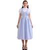 Owegvia Dorothy Costume da donna per Halloween Sweetie Costume corto manica a sbuffo orlo in pizzo plaid corsetto festa a quadretti abito a quadretti, A- Blu cielo, XXL