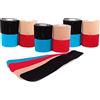 axion │ Set di 12 nastri kinesiologici pretagliati blu, nero, color carne, rosso | 240 nastri sportivi 25 x 5 cm - 20 per ruolo | Impermeabile, delicato sulla pelle, elastico | Nastro per fisioterapia