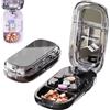 Starnearby Taglia Pillole Portatile, Taglia Pastiglie in 2 in 4 di Precisione, Divisore Compresse Regolabile, Portapillole con Taglierina per Compresse Piccole e Grandi (Nero, 1/2 + 1/3 + 1/4)
