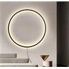 AstrizLamp Applique da Parete Interno LED, 60cm Nero Minimalista Cerchio Lampada da Muro per Soggiorno Dimmerabile USB Plug In Anello Luce Parete Illuminazione Indiretta, per Ufficio, Camera da Letto