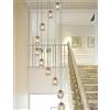 BDS lighting Lampadario a LED con sfera in vetro a spirale, grande, 55 x 200 cm, design moderno per soggiorno e villa