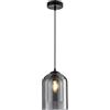 ZCERA Lampada a sospensione in vetro a doppio cilindro Lampada da cucina ad isola moderna grigio fumo Lampada a sospensione industriale da fattoria Grande lampadario a soffitto in vetro ambrato per sala da