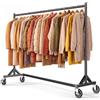 HOKEEPER Appendiabiti da Terra Commerciale Resistente, Stand Appendiabiti con Base a Z e Ruote, 181kg, Altezza Regolabile per Negozi, Boutique, Camera da Letto e Mercatini, Nero