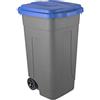 Mobil Plastic - Bidone Raccolta Differenziata 80L | Contenitore Rifiuti con Coperchio Blu | Pattumiere Ecologiche per Casa e Ufficio - Corpo Grigio Resistente
