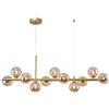 SAyfur Lampadario moderno con finitura in ottone a sfera di vetro Lampadario regolabile in oro Lussuosa illuminazione da soffitto con paralume in vetro soffiato a mano Lampada da soffitto LED G9 Luce calda
