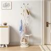 CYQQRDZSW Attaccapanni in Metallo, Appendiabiti da Terra, Coat Rack con Cestino Portaoggetti può Appendere Vestiti, Cappelli(White)
