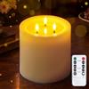 Yeelida Candela a LED senza fiamma di grandi dimensioni a 3 stoppini 15x15cm con telecomando e effetto olio di cera, funzione temporizzazione Candela di cera reale Bianco sfarfallanti a batteria