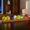 Chdaoce Sfera di Cristallo Vetro Colorato 7 con Lampada LED e Supporto Legno