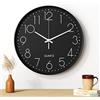 Uootach Orologio da Parete, 30 cm (12 pollici) Movimento al quarzo, design minimalista moderno (Nero caratteri bianchi)
