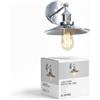 DC VOLTAGE Lampada da parete vintage Edison, lampada da lettura in metallo solido con braccio oscillante 180, lampada moderna a isola con paralume piatto per soggiorno, cucina, comodino (Chrome finish)
