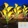 Acxilexy 2 Pezzi Luci Solari Giardino Esterno, Luci a Forma di Calla Lily con 32 LED e 4 Fiori, Luce da Giardino Impermeabili, Fiore Luce Solare per Patio, Cortile, Natale, Feste Decorazione