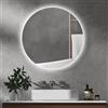 kleankin Specchio da Bagno Rotondo 70cm con Luce LED a 3 Colori, 3000-6500K, Interruttori Touch, Specchio da Parete Retroilluminato con Luminosità Regolabile, Funzione Memoria e Antiappannamento, IP44