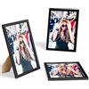 Uootach Set di 3 Cornice portafoto (A4 21cm x 29.7cm), struttura in legno naturale con infrangibile, cornici per foto staccabili, per foto, caricature, ritratti, poster(Nero)