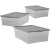 MAURY'S IL NUMERO UNO DEL RISPARMIO Set di 3 Contenitore in Plastica Trasparente Multiuso con Coperchio Resistente Salvaspazio Impilabile BOX TAGLIA XS 32 X 19 X H12 CM, 5 Lt.