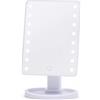 HI BEAUTY! Specchio Trucco LED Rettangolare Inclinabile 180° - Luce Fredda Dimmerabile Touch, Specchio da Tavolo con Base Porta Accessori - 26,5 x 17 x 12 cm - Bianco