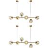 Moddeny 6 luci E27 Lampadario moderno Nord Europa Lampadario a sfera in vetro Industriale 51 pollici Lampada a sospensione a soffitto per soggiorno Sala da pranzo Decorazione artistica Ristorante