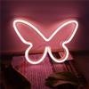 HFHungkeong Insegne al neon a forma di farfalla rosa corallo per parete, ufficio, colleage, appartamento, dormitorio, matrimonio, festa di compleanno, decorazione a LED a forma di farfalla al neon, luce notturna