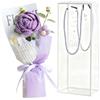 InteDesign Bouquet di fiori all'uncinetto, rose rosa fatte a mano all'uncinetto, da donna, compleanno, decorazione per la casa, festa della mamma, San Valentino, anniversario, laurea, regalo di nozze (viola)
