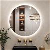Keonjinn Specchio da bagno rotondo con luci a LED, 70 cm, illuminato, specchio da bagno con luce retroilluminata, anti-appannamento, da parete, 3 colori dimmerabili, funzione memoria