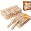 Akitaink Mollette di legno per bucato 100 Pezzi, lunghezza 10 cm con molla in metallo antiruggine (100)