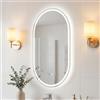 COSTWAY Specchio Bagno con Luce 90 x 55 cm, Specchio Ovale da Parete in Vetro Temperato IP44 con 3 Colori Dimmerabile, Antiappannamento, Memoria, Orizzontale/Verticale (90 x 55 cm, Modello 2)