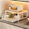 ZUOZHE Carrello Microonde Piccolo, Credenza Organizer Per Macchina Da Caffè Con Cassetto, Mobile Cucina Multifunzione Con Ruote, 2 Ripiani E Scaffale, Compatto Per Cucina, Ufficio(White,14.57x10.24in)