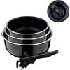 BERGNER Black Edition, Set di 3 casseruole da cucina da 16, 18 e 20 cm, manico ergonomico rimovibile, alluminio pressato e antiaderente, tutti i tipi di cucine e forno