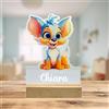 DPE - Lampada Notturna Animali Personalizzata con Nome, base in legno. Luce LED per Camera da letto, Cameretta Bambini, Scrivania. Idee Regalo per Nascita, Amore, Anniversario, Compleanno.