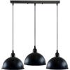 LEDSone Lampada da interno a forma di cupola in metallo con lampada a sospensione nera da soffitto industriale vintage a 3 teste