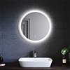 SONNI Specchio Bagno Rotondo Retroilluminato con Luce Regolabile Tricolore 80 cm,Doppio Tocco con Antiappannamento,Specchio da Parete Moderno