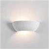 Partenopea® Applique in Gesso Bianco verniciabile Lampada da Parete per muro design moderno per Lampadine Attacco R7S (NON INCLUSA) arredo casa locali bar ristoranti (Curvo bombato biemissione)