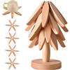 OFCTE Sottopentola in legno per piatti caldi, set di 4 sottopentola in legno di noce + 1 supporto di conservazione a forma di albero di Natale, sottopentola pieghevole in legno da cucina, per piatti caldi