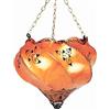 ARTIGIANATO VULCANO Lampadario Marocchino in Ferro e Pelle Colore Arancio 22 * 22*H30