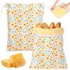 Jokapy 2 pezzi sacchetti per pane in cera d'api 43cm×33cm, sacchetti per pane riutilizzabili per mantenere fresco con cerniera a L e manico, sacchetti salvafreschezza per pane, sacchetti naturali in cera