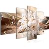 Runa Art - Quadri Fiori Gigli 200 x 100 cm 5 Pezzi XXL Decorazione Murale Design Beige Marrone 020151a
