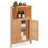 Relaxdays Mobile Angolare Bagno, Armadietto in bambù da Terra, HLP: 92x58x30 cm, Mobiletto a 2 Ante da Cucina, Marrone