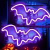 HFHungkeong Luci al neon a forma di pipistrello, decorazione da parete per dormitorio, decorazione al neon per Halloween, luci notturne a LED, ornamento da tavolo per feste di Natale, alimentato a batteria,