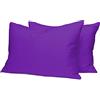 Home Tresor - Coppia Federe per Guanciali Letto con 3 Bottoni Clic Clac, Misura cm. 52x82, Made in Italy, 100% Puro Cotone, 57 fili cm^2, Tinta Unita PRUGNA