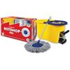 SUPERFIVE Rotomop Pro - Mocio con Secchio a Centrifuga in Acciaio INOX 18/10 | 2 Testine Lavabili (Bianco/Grigio) + Secchio Antigoccia | Pavimenti Senza Strisce, Sistema a Pedale