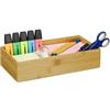 Relaxdays 1x Contenitore Portaoggetti in bambù, Impilabile, per Bagno Cucina Studio, HLP: 7 x 30 x 15 cm, Color Legno Naturale