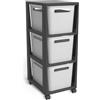 Rotho Contenitore Brisen Roll con 3 cassetti, Plastica (PP riciclato), bianco/antracite, 3x16l (36,6 x 30,0 x 77,0 cm)
