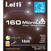 LOTTI Catena LINEARE 16M 160 MICROLED Bianco Diametro 1.5MM CA Luce Fissa + 7 Giochi di Luce + off Timer ON-off 8-16 Ore
